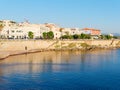 View of the promenade and the old walls of alghero. Alghero, Sardinia, Italy.