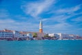 View of the promenade of Venice from the sea