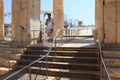 View of Propylaea, the monumental entrance to the Acropolis of Athens Royalty Free Stock Photo