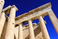 View of Propylaea, the monumental entrance to the Acropolis of Athens Royalty Free Stock Photo