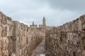 View from the protected passage on the city wall at the Tower of David near the Jaffa Gate in old city of Jerusalem, Israel Royalty Free Stock Photo