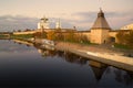 View of the Pskov Kremlin on the October evening Royalty Free Stock Photo