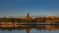 View of the Pskov Kremlin at sunset