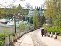 View of Pskov- Pechorsky Saint-Assumption Men `s Monastery. Pskov Region Royalty Free Stock Photo