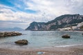 View of public beach on Capri Island Royalty Free Stock Photo