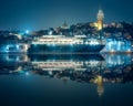 View of public ferry and old district of Istanbul