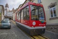 View from a public funicular, clean modern urban transport in Viseu city