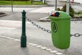 View of public garbage bin or trash container for Clean Streets in Laxenburg