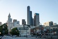 View of Puget Sound with Blue Skies and Downtown Seattle, Washington, USA Royalty Free Stock Photo