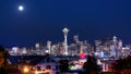 View of Puget Sound with Blue Skies and Downtown Seattle, Washington, USA Royalty Free Stock Photo