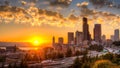 View of Puget Sound with Blue Skies and Downtown Seattle, Washington, USA Royalty Free Stock Photo