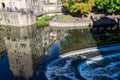 Reflection of the architecture in the River Avon and weir under Pulteney Bridge Royalty Free Stock Photo