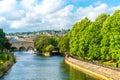 View of the Pulteney Bridge River Avon in Bath, England