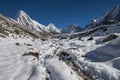 View of Pumori, Lingtren and Khumbutse Royalty Free Stock Photo