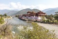 View at Punakha Dzong monastery and the landscape with the Mo Chhu river, Bhutan