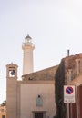 View of Punta Secca Lighthouse, Santa Croce Camerina, Ragusa, Sicily, Italy