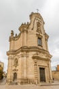 View at the Purgatory Church in the streets of Matera in Italy