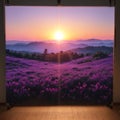 View on purple sunset in the mountains made with Generative AI Royalty Free Stock Photo