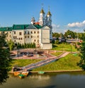 View from Pushkin street on the buildings located on the opposite Bank of the river Vitba