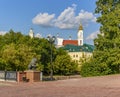 View from Pushkin street on the buildings located on the opposite Bank of the river Vitba