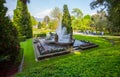 View of Putti Fountain in the botanical garden of Villa Taranto in Pallanza, Verbania, Italy. Royalty Free Stock Photo