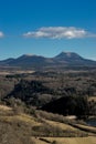 View of the Puy-de-Dome and the Puy-de-Come in Auvergne, France Royalty Free Stock Photo