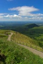 View of the Puys chain in Auvergne, panoramic of the Domes. Royalty Free Stock Photo