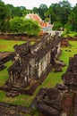 View from pyramid, Bakong temple, Roluos Group, Siem Reap, Cambodia Royalty Free Stock Photo