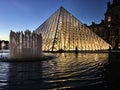 A view of the Pyramid outside the Louvre in Paris