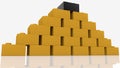 View on pyramid with yellow and black toy bricks Royalty Free Stock Photo