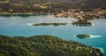 View from Pyramidenkogel tower of the Lake Worthersee in Austria Royalty Free Stock Photo