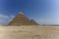 View of the Pyramids of Chephren and Cheops in Giza, Egypt Royalty Free Stock Photo