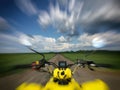 View from a quad bike in nature with amazing sky Royalty Free Stock Photo