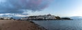 View of the quaint fishing village of Ferragudo on the Algarve coast of Portugal