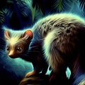 view of the quasarquoll of orion, alien jungle creatures, fantasy art, digital painting