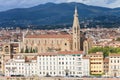 View of quay and Basilica Santa Croce in Florence Royalty Free Stock Photo