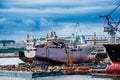 View of the quay port and shipyard Royalty Free Stock Photo