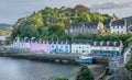 A view of Quay street in portree with port and boats Royalty Free Stock Photo