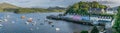 A view of Quay street in portree with port and boats Royalty Free Stock Photo