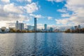 View of quay wharf embankment Yekaterinburg City Royalty Free Stock Photo