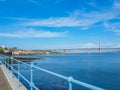 View of the Queensferry Crossing bridges over the Firth of Forth, Edinburgh, Scotland. Royalty Free Stock Photo