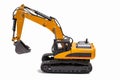 View of R/C model excavator racing cars on a white background. Free time Children and adults concept Royalty Free Stock Photo