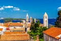 Town Rab on Croatian island from above Royalty Free Stock Photo