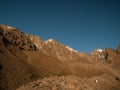 A view from Racek Camp under Pik Uchitel, Kyrgyzstan Royalty Free Stock Photo