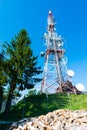 View of radio signal television tower background