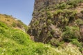 View of the Raganello River below il Ponte del diavolo pathway in Civita Royalty Free Stock Photo