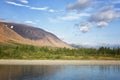 View of the Rai-Iz mountain and the Sob River in the Polar Urals Royalty Free Stock Photo