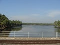 A view from the rail roadby the river Royalty Free Stock Photo