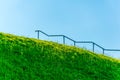 view of a railing above green lawn...IMAGE Royalty Free Stock Photo