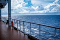 View from the railing of a cruise ship overlooking the ocean Royalty Free Stock Photo